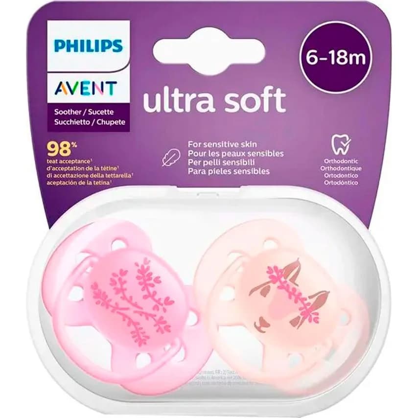Chupete Philips Avent Ultra Soft 6-18 Meses Nena x2