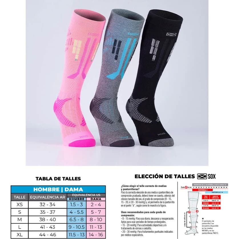 Media Deportiva de Compresión Graduada Sox 06 Talle XL