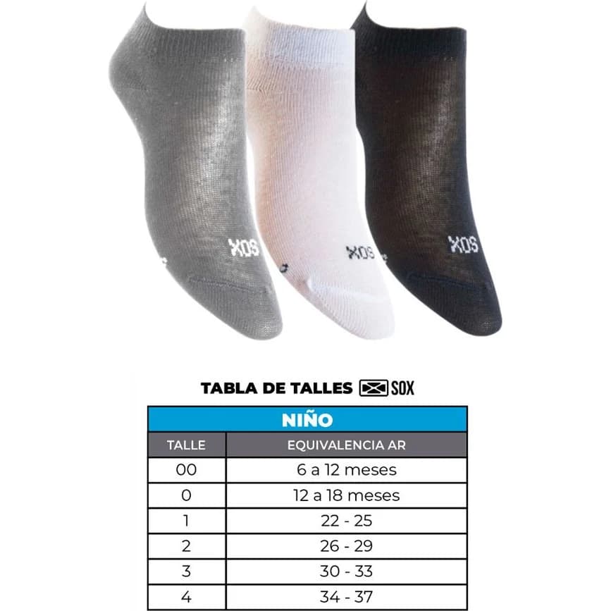 Soquetes Escolares Sox Tripack Talle 3