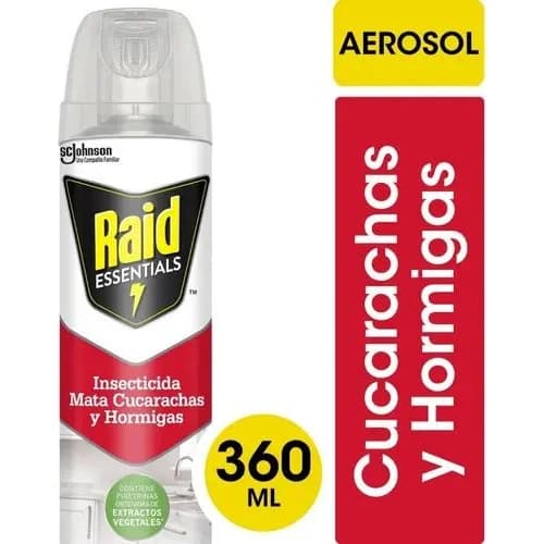 Insecticida Raid Essential Cucarachas y Hormigas 360 ml