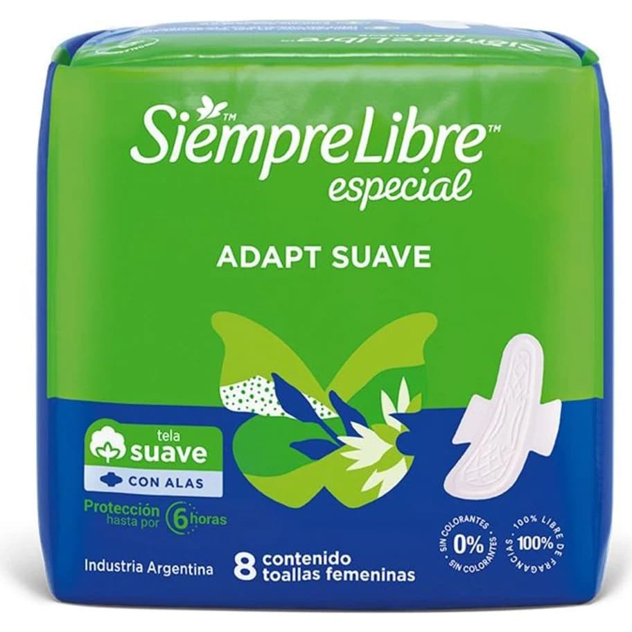 Toallas Femeninas Siempre Libre Suave con Alas x8