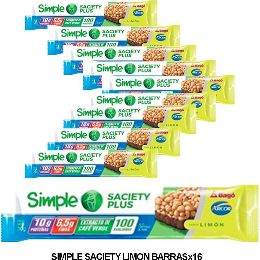 Barra Simple Saciety Plus Limón x 16 Unidades