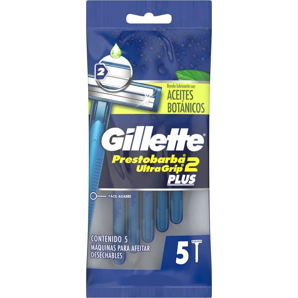 Máquina de Afeitar Prestobarba 2 Ultragrip Plus Fija x 5 Unidades