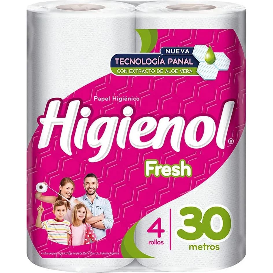Higienol Papel Higiénico Expandido Limón 4 Rollos