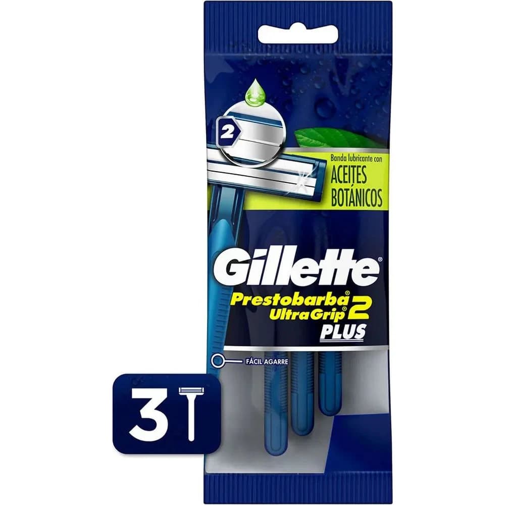 Máquina de Afeitar Gillette Prestobarba 3 Ultragrip Pack x3