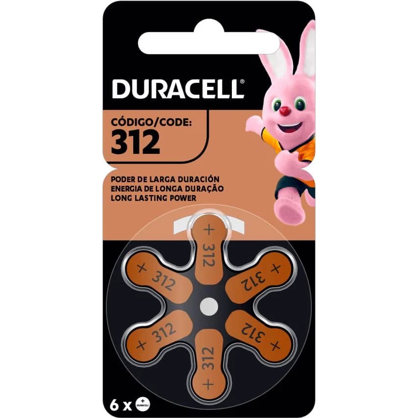 Pilas Duracell para Audífono Tamaño 312 - Pack x6