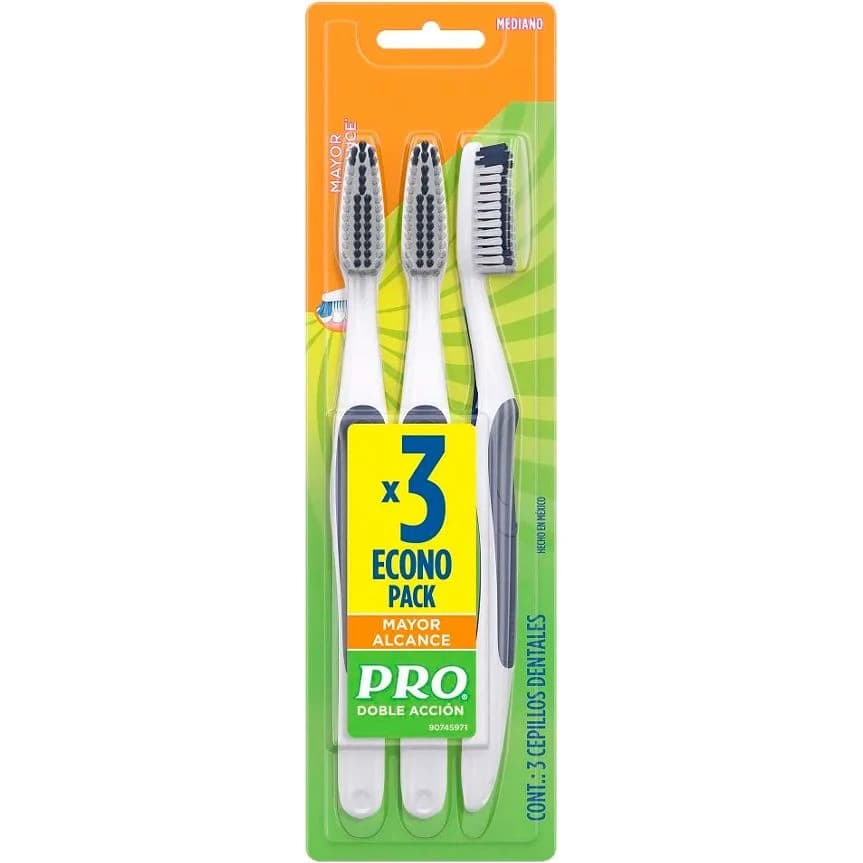 Cepillo de Dientes Oral-B Pro Doble Acción Mayor Alcance Medio x3
