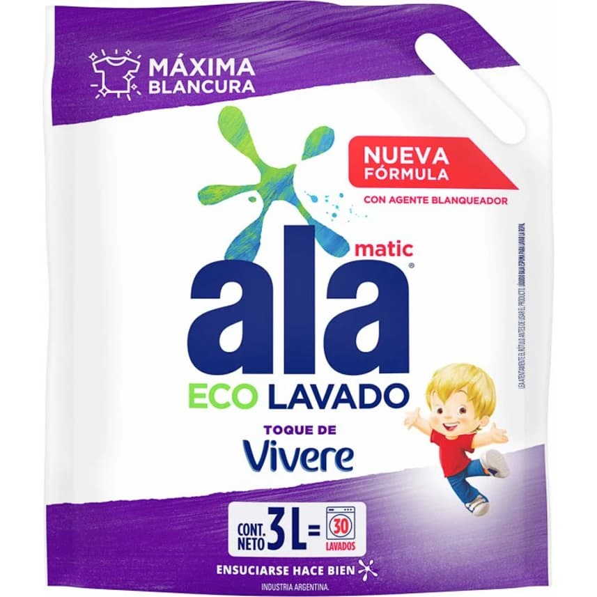 Jabón Líquido para Ropa Ala Ecológico Toque Vivex 3 L