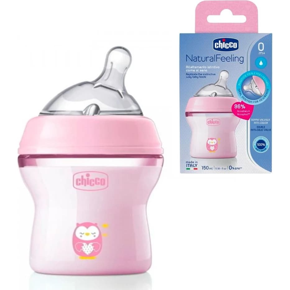 Mamadera Chicco Natural Feeling Rosa 0M+ 150 ml
