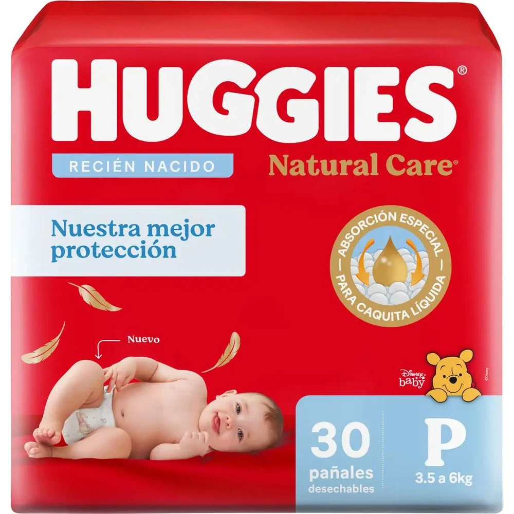 Pañales Huggies Natural Care Talle P x30