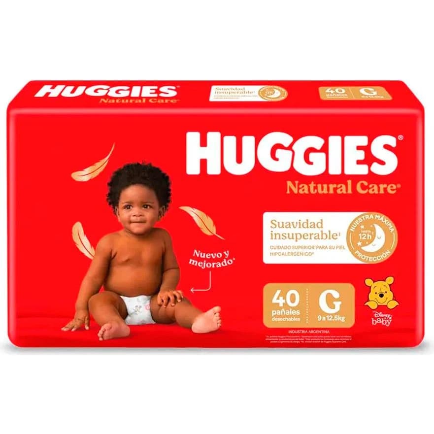 Pañales Huggies Natural Care Talle G x40