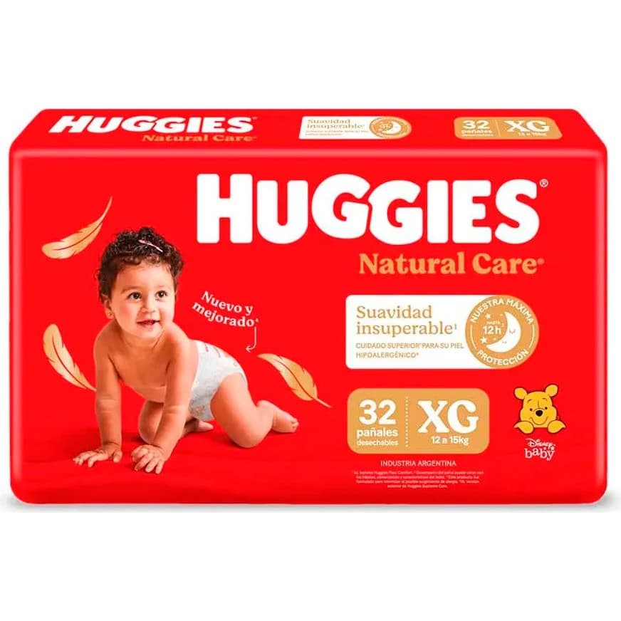 Pañales Huggies Natural Care Talle XG x32