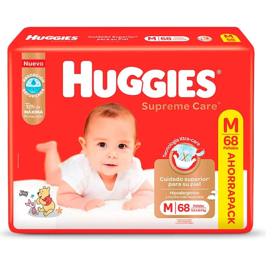 Pañales Huggies Supreme Care Talle M x68