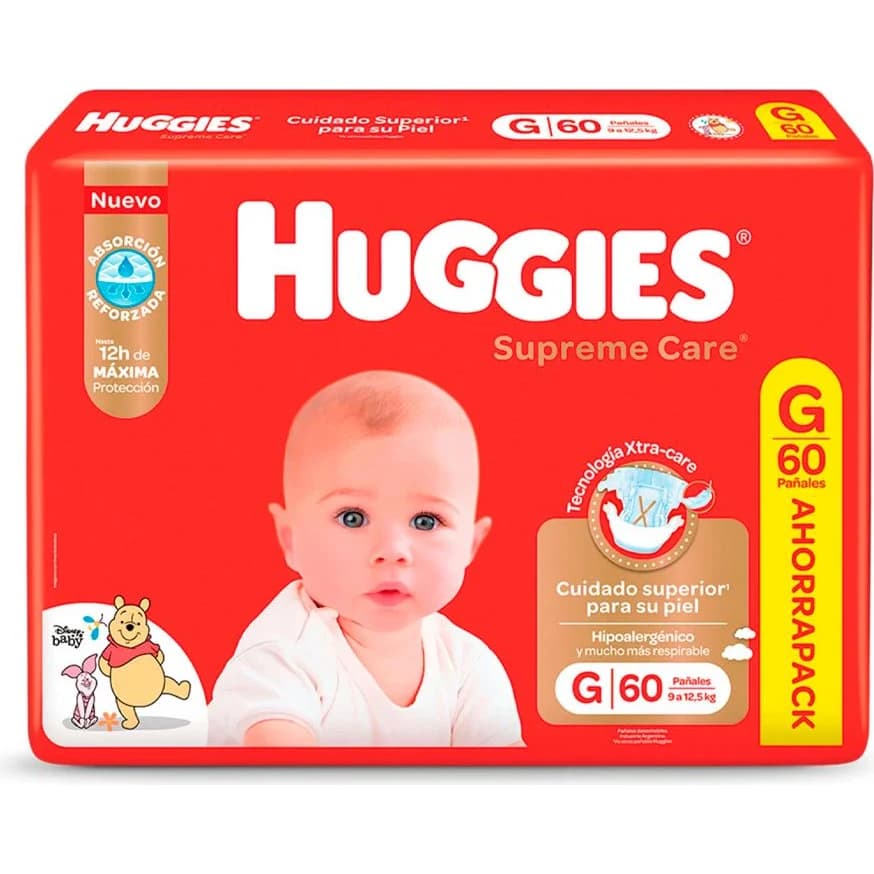 Pañales Huggies Supreme Care Talle G x60
