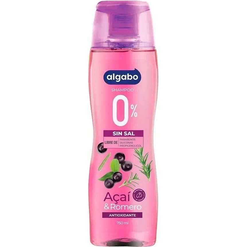 Shampoo de Tocador Algabo 0% Sin Sal Açaí y Romero 750 ml