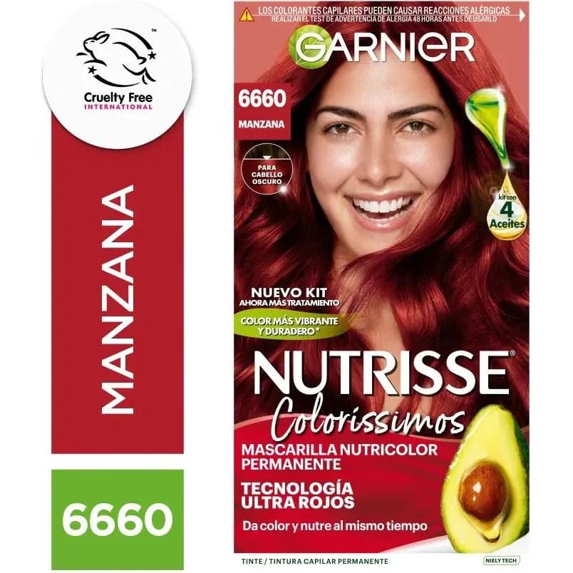 Tintura Capilar Garnier Nutrisse Colorissimo Tono 6660 Manzana