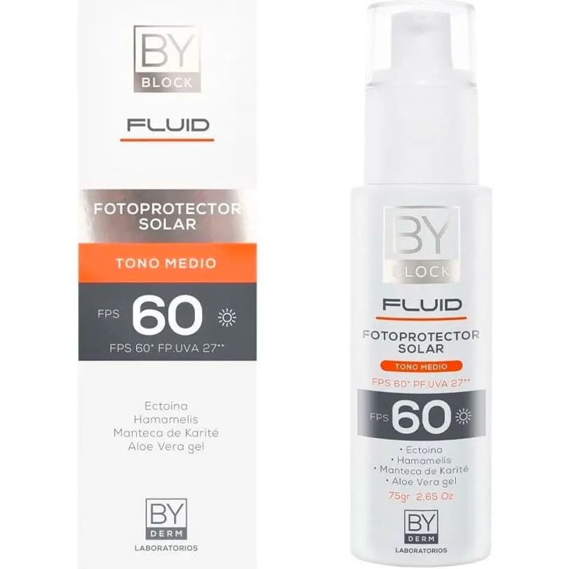 Protector Solar By Block Fluido FPS 60 Tono Medio 75 g