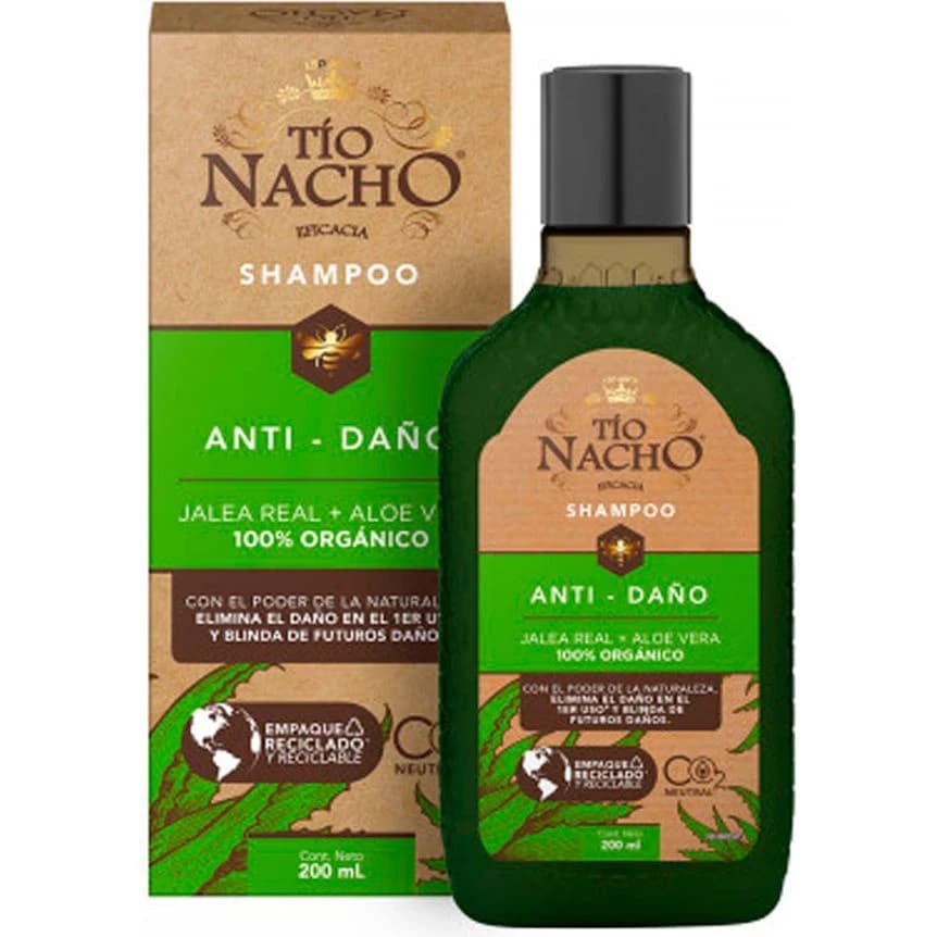 Shampoo Tío Nacho Anti-Daño Aloe Vera Pack 2 x 200 ml