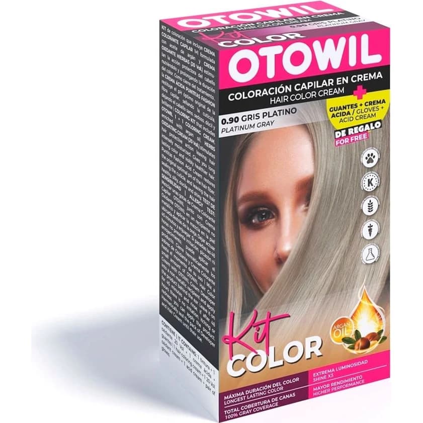 Tintura Capilar Otowil Tono N° 90 Gris Platinado