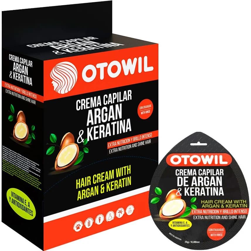 Tratamiento Crema Otowil Argán y Keratina 25 g x 24 Sobres
