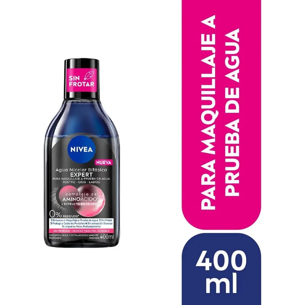 Agua Micelar Bifásica Nivea Micellair Black Expert Para Todo Tipo de Piel 400 ml