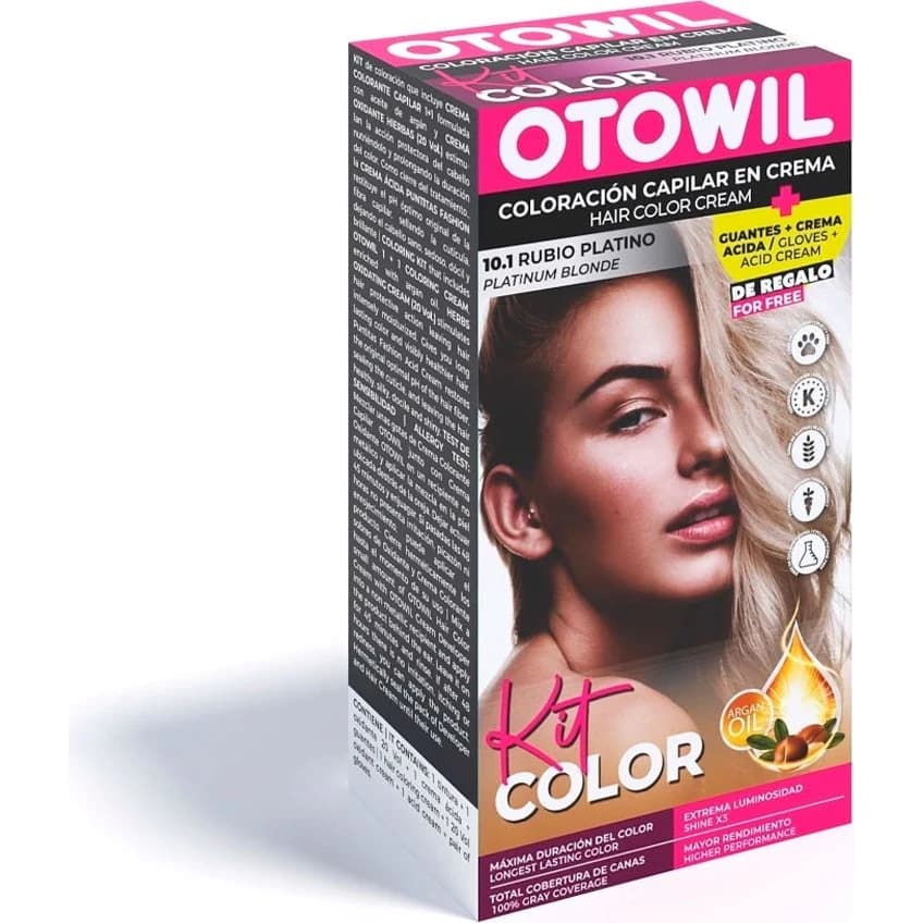 Tintura Capilar Otowil Kit Tono 10.1 Rubio Platino