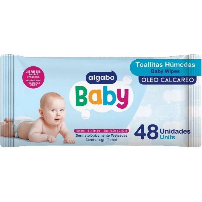 Toallitas Húmedas Algabo Baby Óleo Calcáreo 48 Unidades