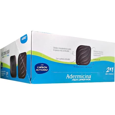 Adermicina Jabón Limpieza Facial en Barra 65 g 2 x 1 Pack x 12