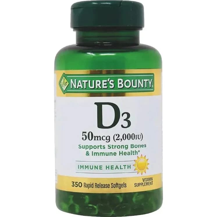 Suplemento Vitamina D Nature's Bounty 2000 UI x 350 Cápsulas