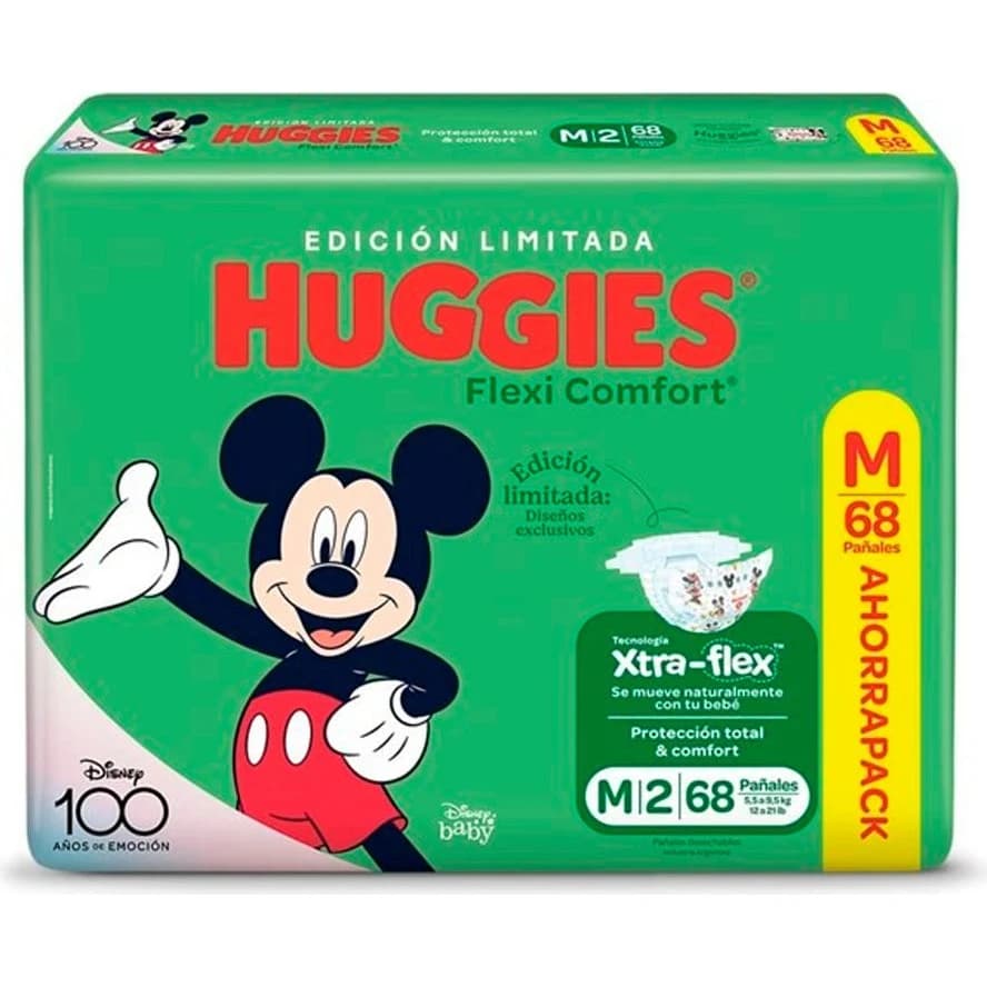 Pañal Huggies Flex Confort Talle M 68 unidades