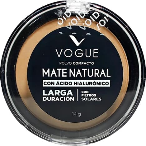 Polvo Compacto Facial Vogue Mate Natural Con Ácido Hialurónico Aceituna