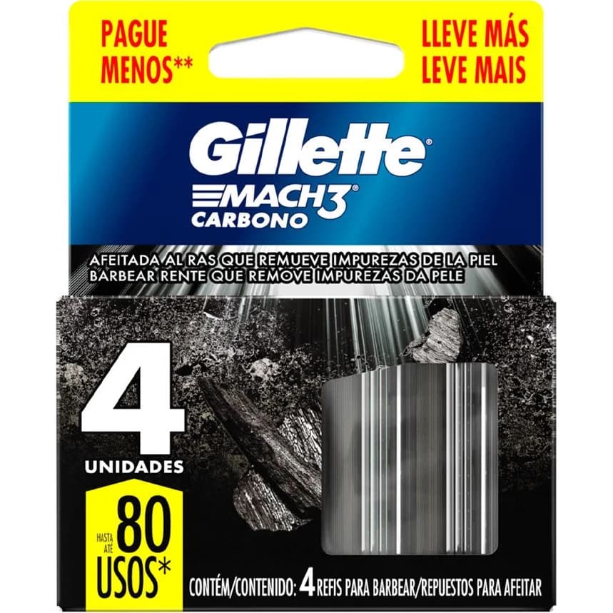 Repuesto de Máquina de Afeitar Gillette Mach3 Carbono x4