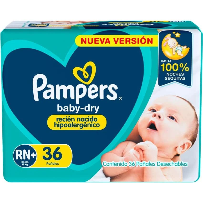 Pañales Pampers Baby Dry Recién Nacido+ 36 unidades
