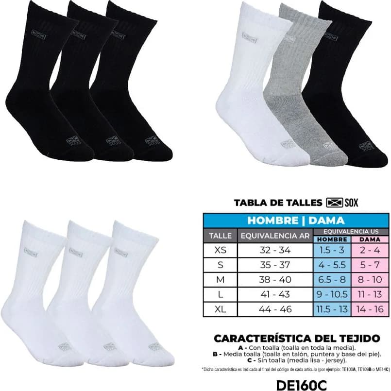 Media de Compresión Sox Tripulante Puño Doble Talle M