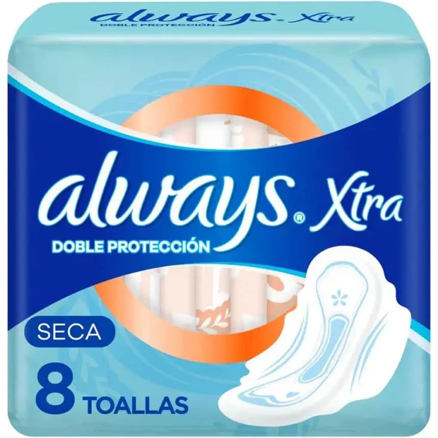 Toallas Femeninas Always Xtra Doble Protección Seca x8