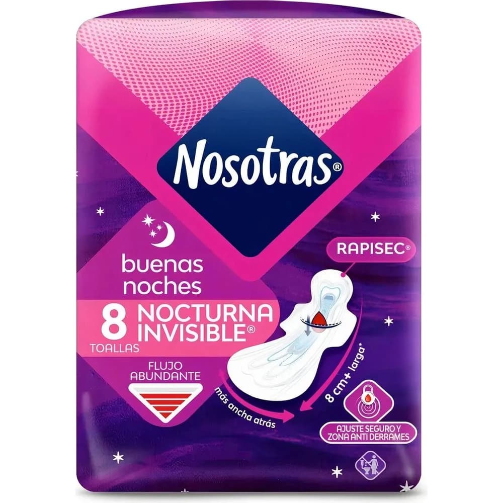 Toallas Femeninas Nosotras Buenas Noches Invisibles x 8