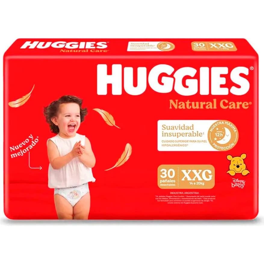 Pañal Huggies Natural Care Talle XXG 30 unidades