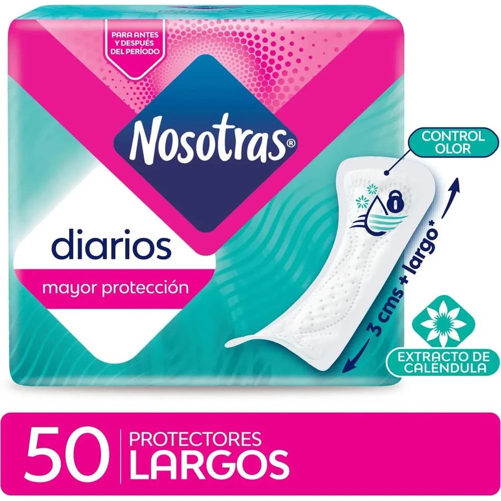 Protectores Diarios Nosotras Largos con Caléndula x 50