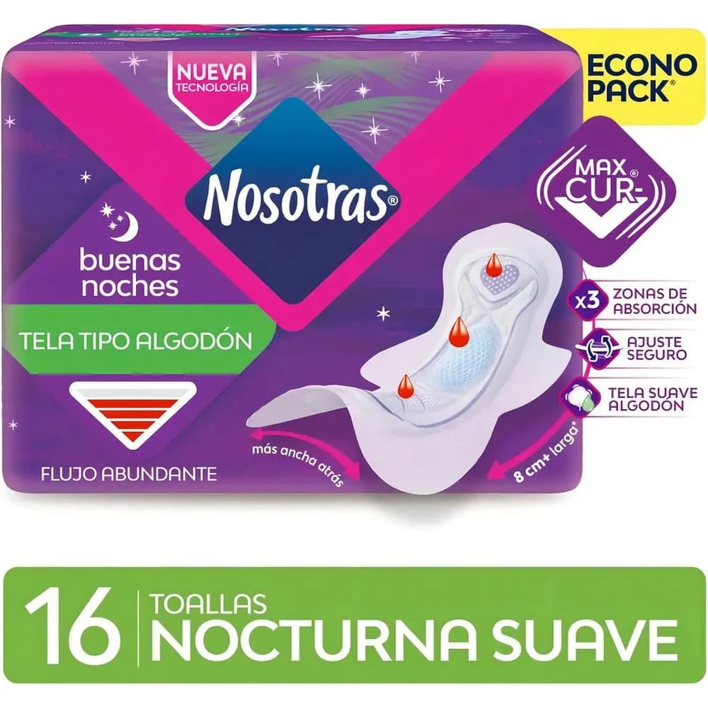 Toallas Femeninas Nosotras Natural Buenas Noches x 16