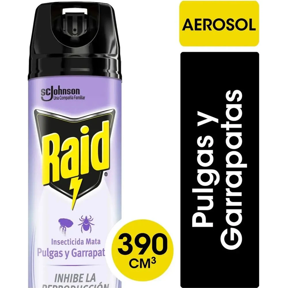 Insecticida Raid Aerosol Pulgas y Larvas 390 ml
