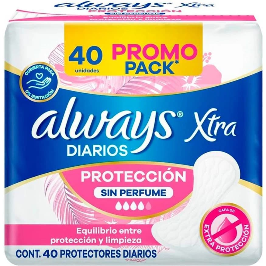 Always Protectores Diarios Liners Sin Perfume x40