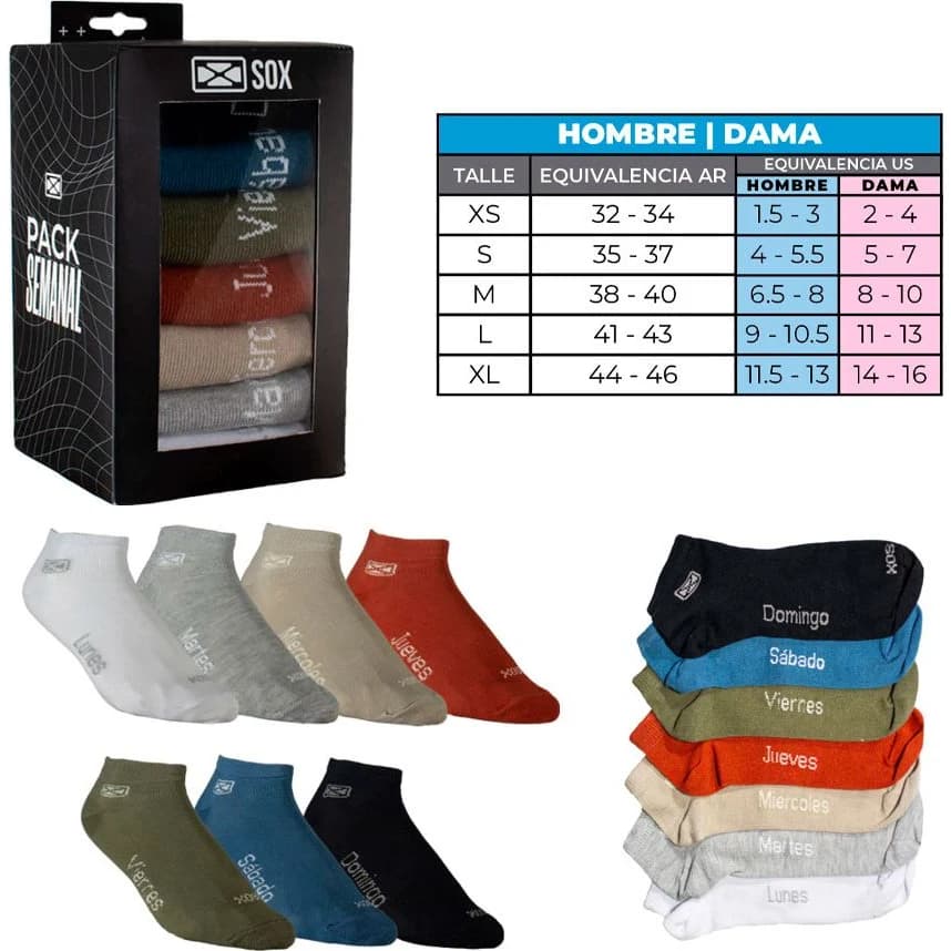 Pack de Medias Deportivas Sox Básico x7 Talle L