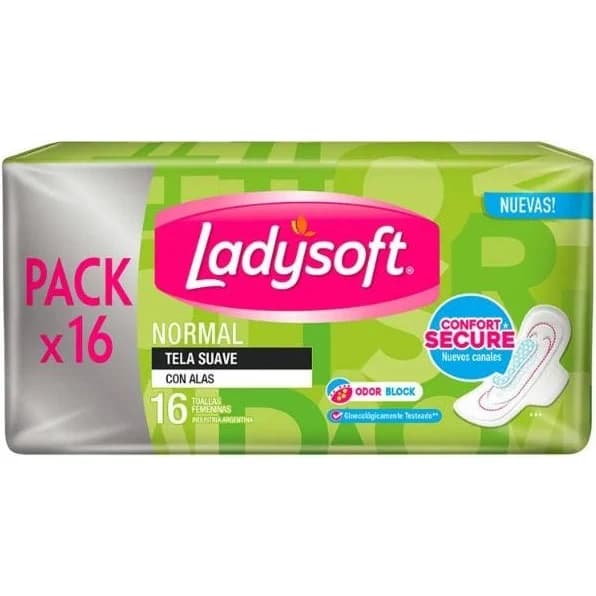 Toallas Femeninas Ladysoft Normal Suave con Alas x16