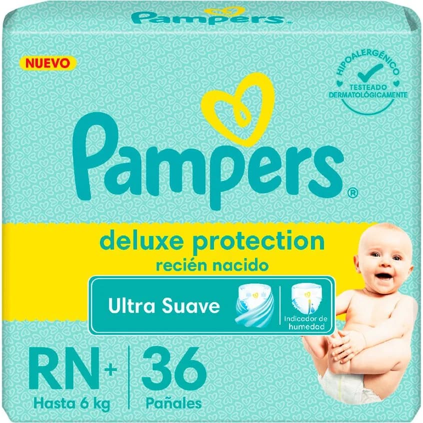 Pañales Pampers Deluxe Recién Nacido + 36 Pads