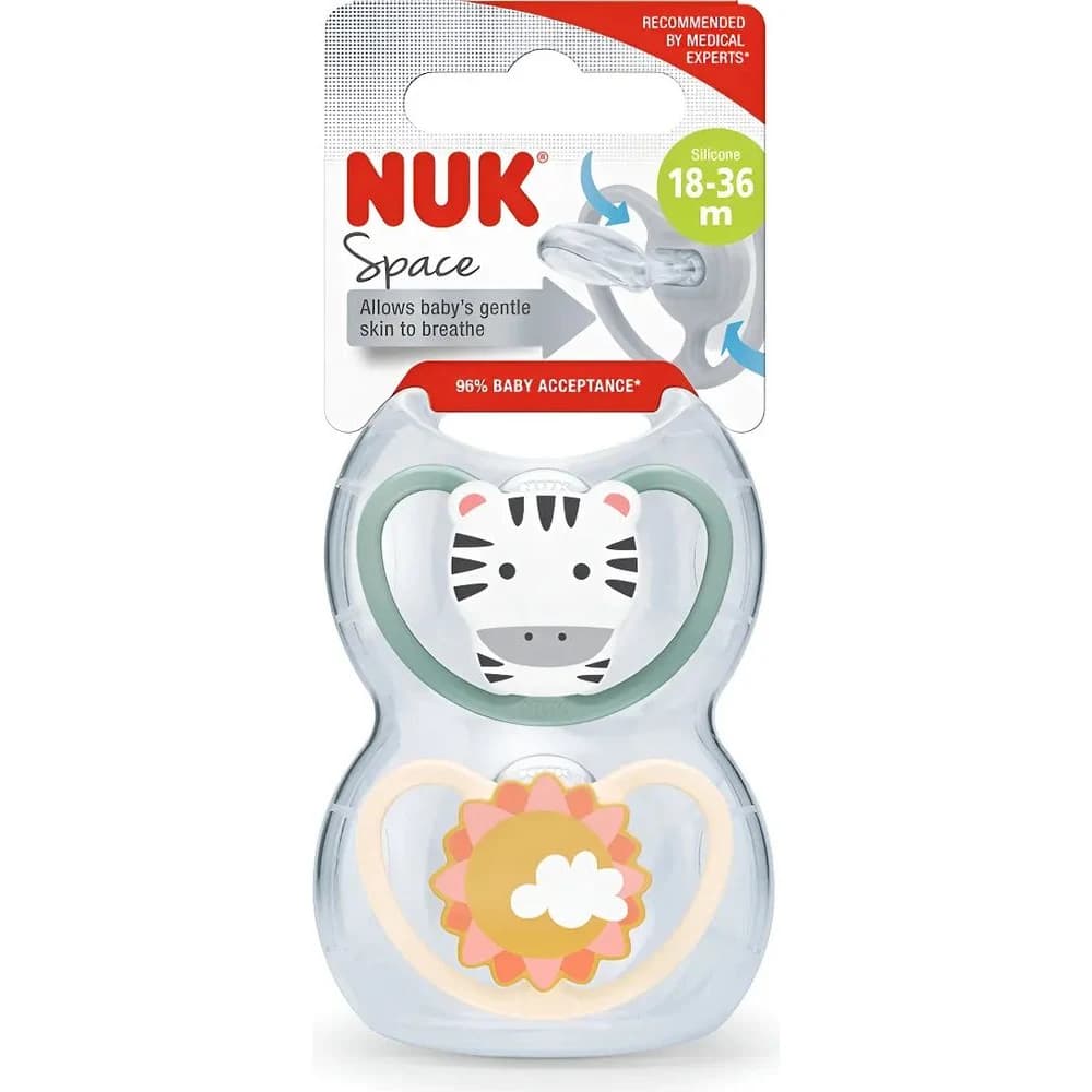 Set 2 Chupetes NUK Space Cebra Sol 18-36 Meses