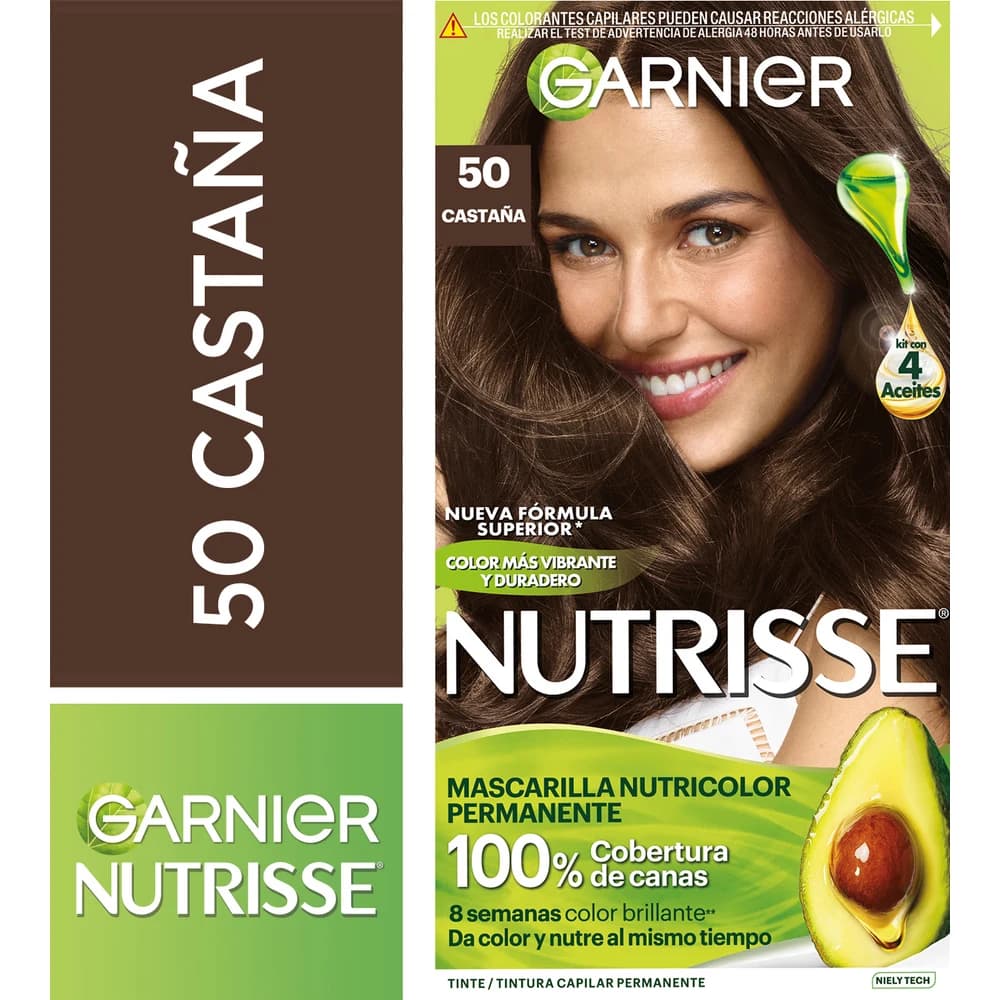 Tinte Capilar Garnier Nutrisse Tono 50 Castaño Clásico