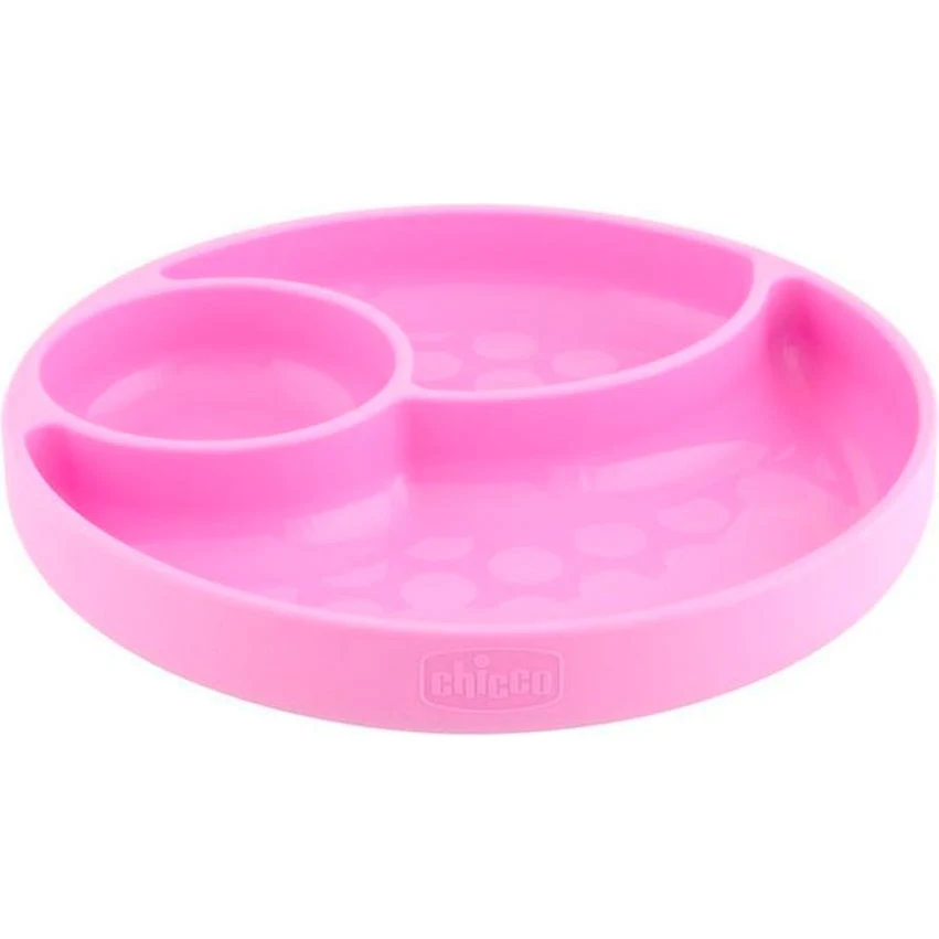 Plato de Silicona Chicco con Divisiones 12M+ Rosa