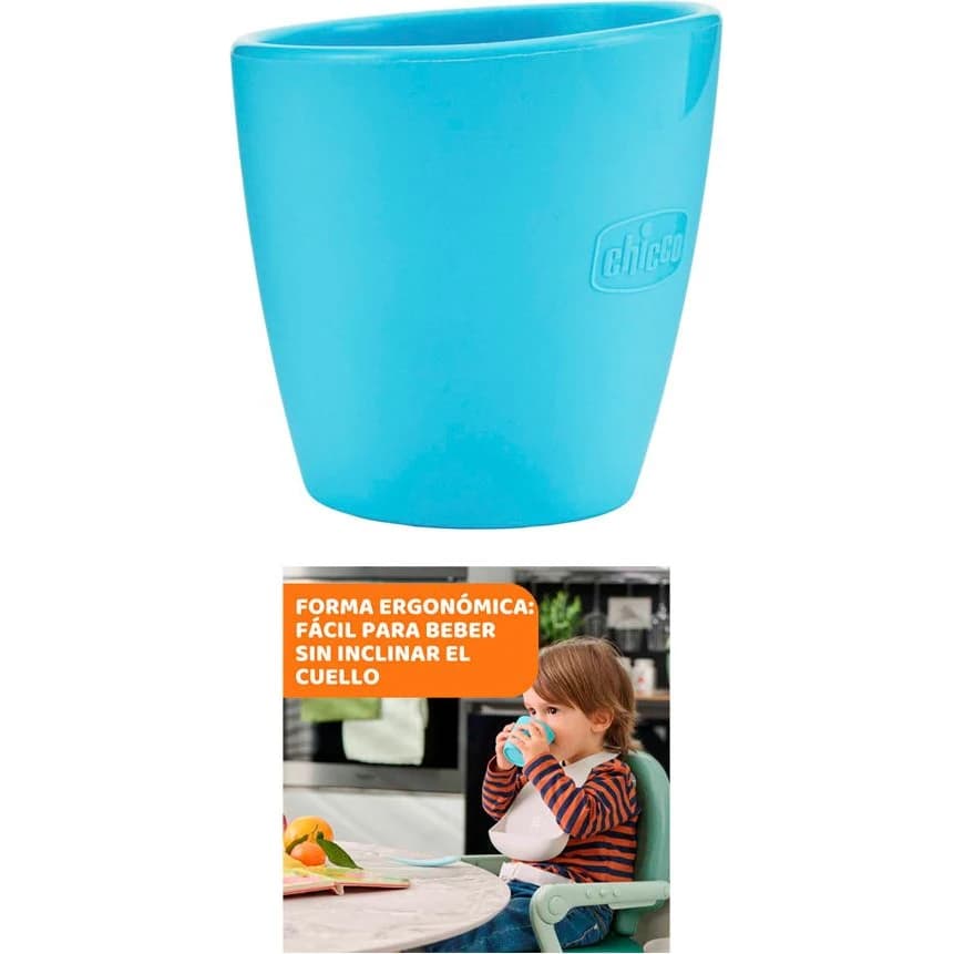 Vaso Chicco Silicona Celeste