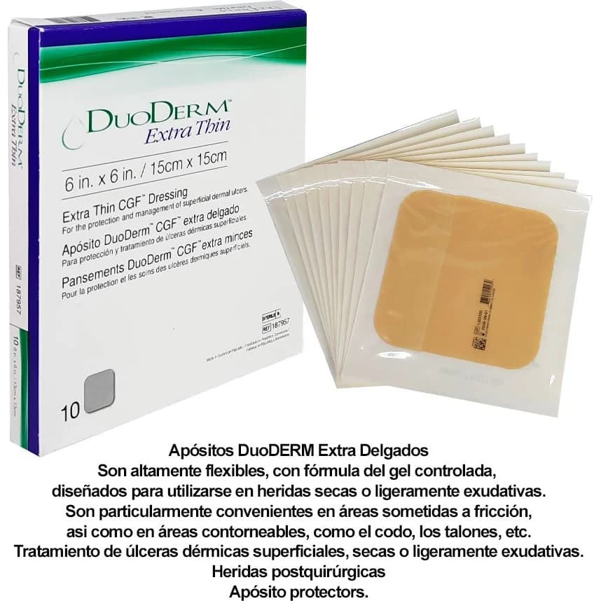 Apósito Hidrocoloide DuoDERM Extra Fino 15 x 15 cm Caja x 10 Unidades