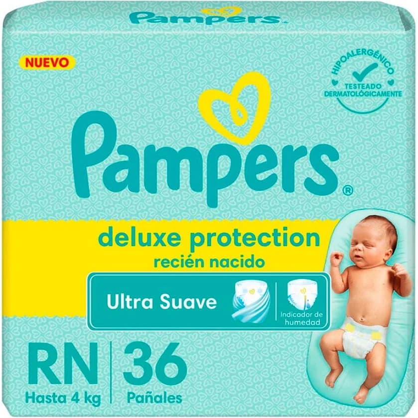 Pañal Pampers Deluxe Protección Recién Nacido 36 Piezas